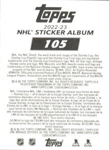 2022-23 Topps NHL Sticker Collection #105 Tommy Hawk Back