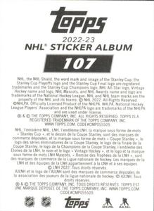 2022-23 Topps NHL Sticker Collection #107 Jonathan Toews Back
