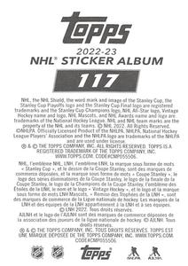 2022-23 Topps NHL Sticker Collection #117 Caleb Jones Back