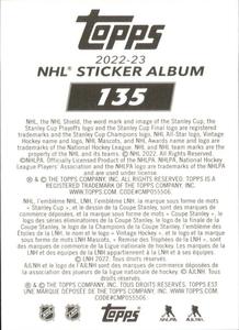 2022-23 Topps NHL Sticker Collection #135 Jack Johnson Back