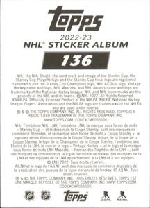 2022-23 Topps NHL Sticker Collection #136 Artturi Lehkonen Back