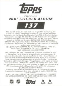 2022-23 Topps NHL Sticker Collection #137 Team Logo Back