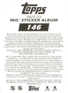 2022-23 Topps NHL Sticker Collection #146 Oliver Bjorkstrand Back