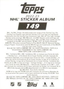 2022-23 Topps NHL Sticker Collection #149 Elvis Merzlikins Back