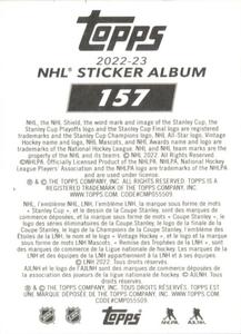 2022-23 Topps NHL Sticker Collection #157 Joe Pavelski Back