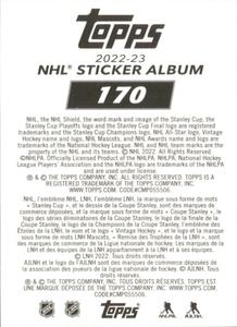 2022-23 Topps NHL Sticker Collection #170 Jake Oettinger Back