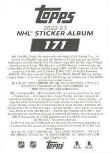 2022-23 Topps NHL Sticker Collection #171 Team Logo Back
