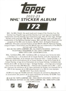 2022-23 Topps NHL Sticker Collection #172 Team Highlight Back