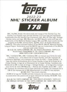 2022-23 Topps NHL Sticker Collection #178 Oskar Sundqvist Back