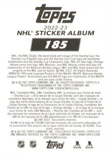 2022-23 Topps NHL Sticker Collection #185 Joe Veleno Back