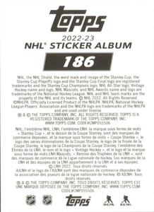 2022-23 Topps NHL Sticker Collection #186 Pius Suter Back