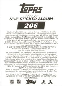 2022-23 Topps NHL Sticker Collection #206 Team Highlight Back