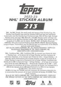 2022-23 Topps NHL Sticker Collection #213 Anthony Duclair Back