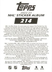 2022-23 Topps NHL Sticker Collection #214 Joe Thornton Back