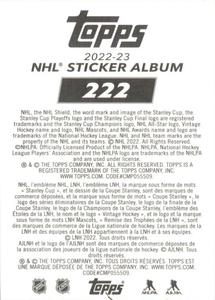 2022-23 Topps NHL Sticker Collection #222 Team Logo Back