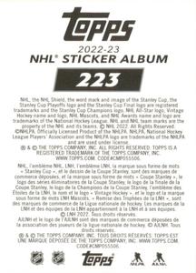 2022-23 Topps NHL Sticker Collection #223 Team Highlight Back