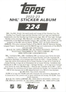 2022-23 Topps NHL Sticker Collection #224 Bailey Back