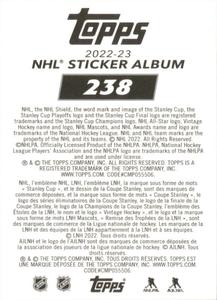 2022-23 Topps NHL Sticker Collection #238 Cal Petersen Back