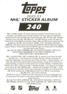 2022-23 Topps NHL Sticker Collection #240 Team Highlight Back