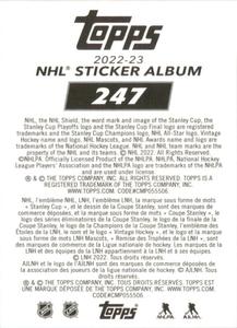 2022-23 Topps NHL Sticker Collection #247 Mats Zuccarello Back