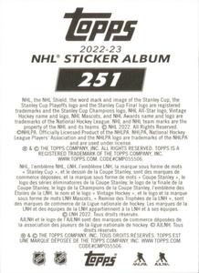 2022-23 Topps NHL Sticker Collection #251 Dmitry Kulikov Back