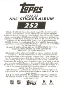 2022-23 Topps NHL Sticker Collection #252 Jared Spurgeon Back