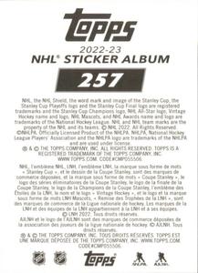 2022-23 Topps NHL Sticker Collection #257 Team Highlight Back