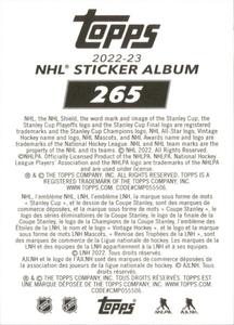2022-23 Topps NHL Sticker Collection #265 Nick Suzuki Back