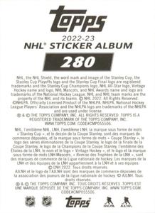 2022-23 Topps NHL Sticker Collection #280 Eeli Tolvanen Back