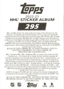 2022-23 Topps NHL Sticker Collection #295 Jack Hughes Back