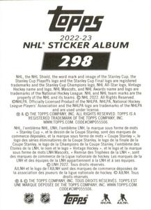 2022-23 Topps NHL Sticker Collection #298 Dawson Mercer Back