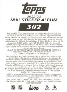 2022-23 Topps NHL Sticker Collection #302 Ty Smith Back