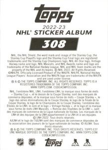 2022-23 Topps NHL Sticker Collection #308 Team Highlight Back