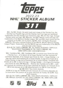 2022-23 Topps NHL Sticker Collection #311 Adam Pelech Back