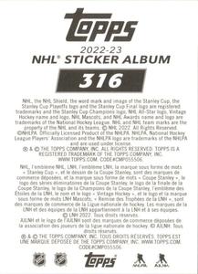 2022-23 Topps NHL Sticker Collection #316 Semyon Varlamov Back