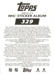 2022-23 Topps NHL Sticker Collection #329 Chris Kreider Back