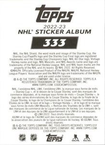 2022-23 Topps NHL Sticker Collection #333 Adam Fox Back