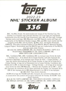 2022-23 Topps NHL Sticker Collection #336 Mika Zibanejad Back