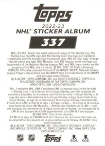 2022-23 Topps NHL Sticker Collection #337 Ryan Strome Back