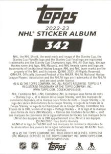 2022-23 Topps NHL Sticker Collection #342 Team Highlight Back
