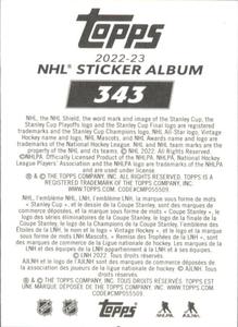 2022-23 Topps NHL Sticker Collection #343 Spartacat Back