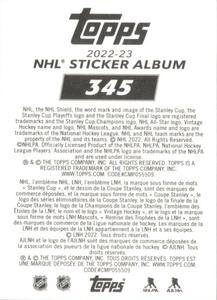 2022-23 Topps NHL Sticker Collection #345 Tim Stützle Back