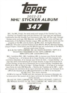 2022-23 Topps NHL Sticker Collection #347 Tim Stützle Back