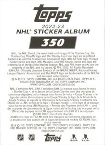 2022-23 Topps NHL Sticker Collection #350 Mathieu Joseph Back