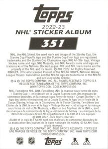 2022-23 Topps NHL Sticker Collection #351 Matt Murray Back
