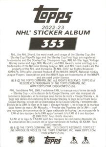 2022-23 Topps NHL Sticker Collection #353 Anton Forsberg Back