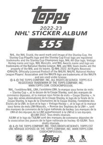 2022-23 Topps NHL Sticker Collection #355 Filip Gustavsson Back