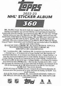 2022-23 Topps NHL Sticker Collection #360 Gritty Back
