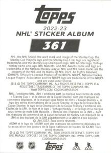 2022-23 Topps NHL Sticker Collection #361 Carter Hart Back