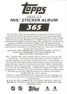 2022-23 Topps NHL Sticker Collection #365 Sean Couturier Back